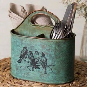 Vintage Green Bird Utensil Holder
